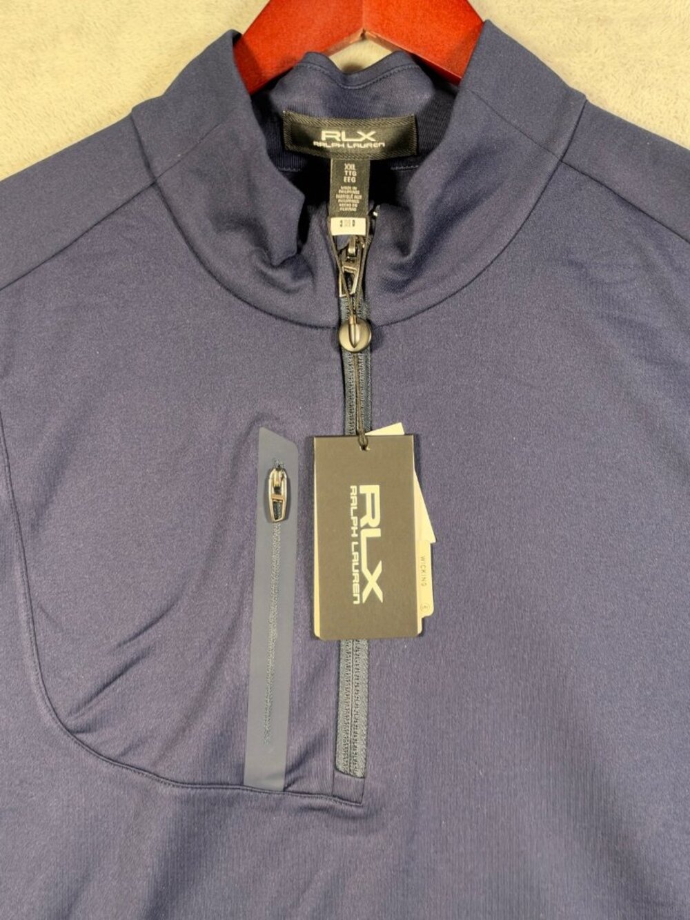 RLX Ralph Lauren Pullover Mens XXL Blue 1/4 Zip Stretch Jersey Performance Golf